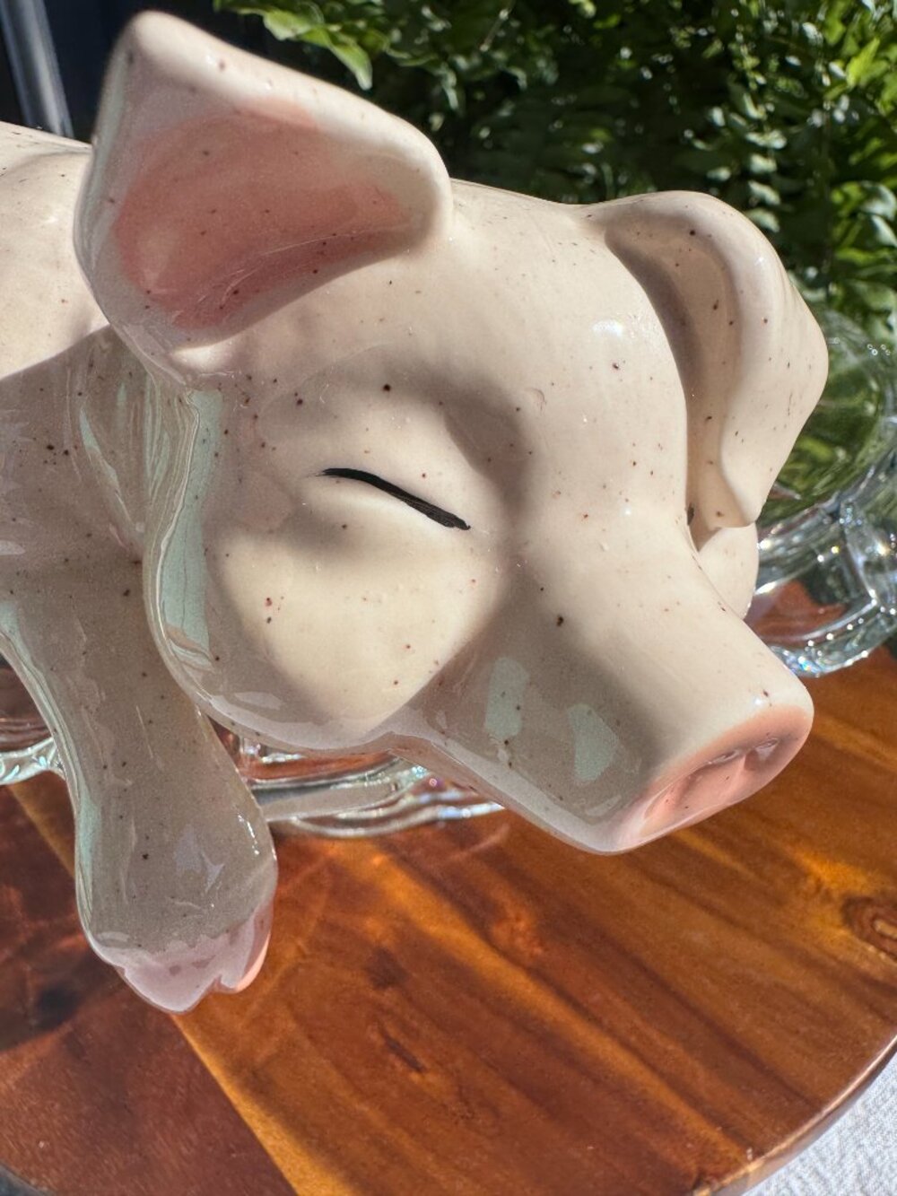 Vintage Pink Pig Shelf Sitter Figurine - Porcelain Farmhouse Decor - Picture 3 of 8